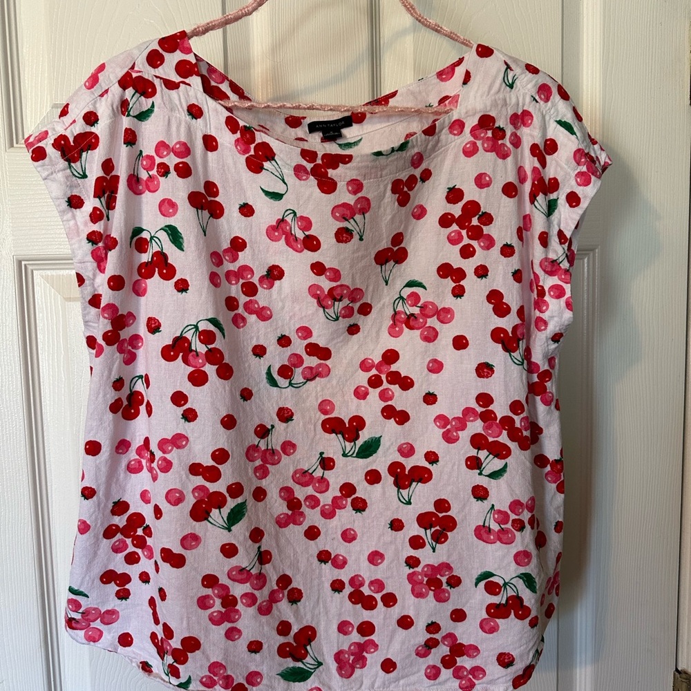 Ann Taylor Pink Cherry Print Blouse